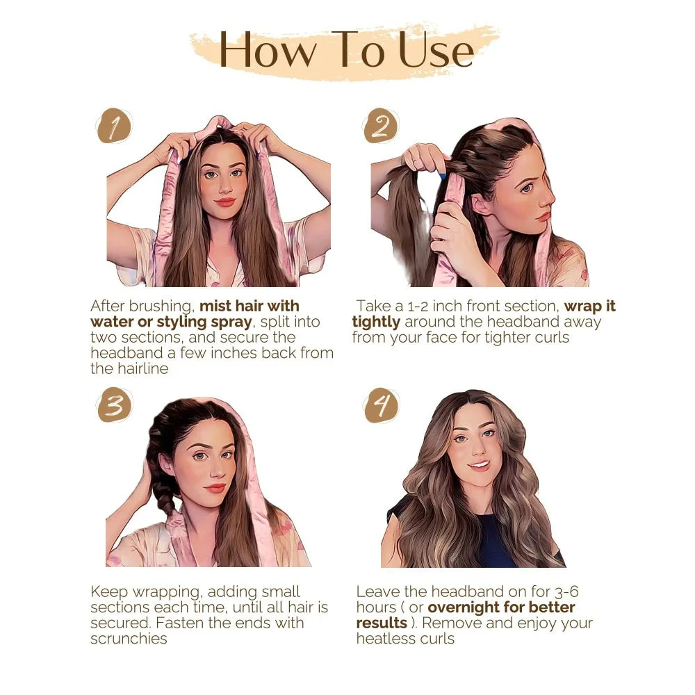 No Heat Hair Rollers Heatless Curling Rod Headband Soft Hair Curler Satin Curlers Curls Sleeping Bonnet Night Cap Styling Tools